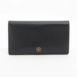 CHANEL シャネルロゴ ココマークボタン 二つ折り長財布